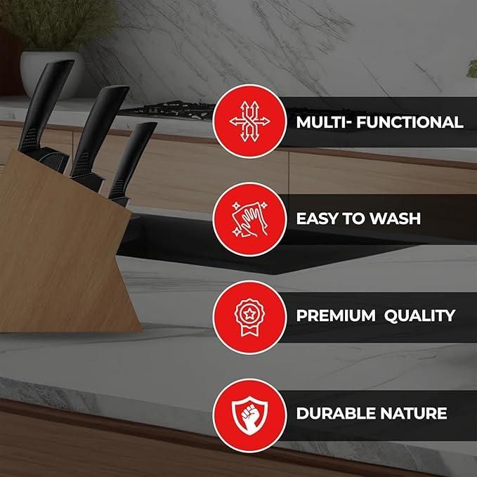 Kitchen Carbon Knife Set Stainless Steel 3 Pieces