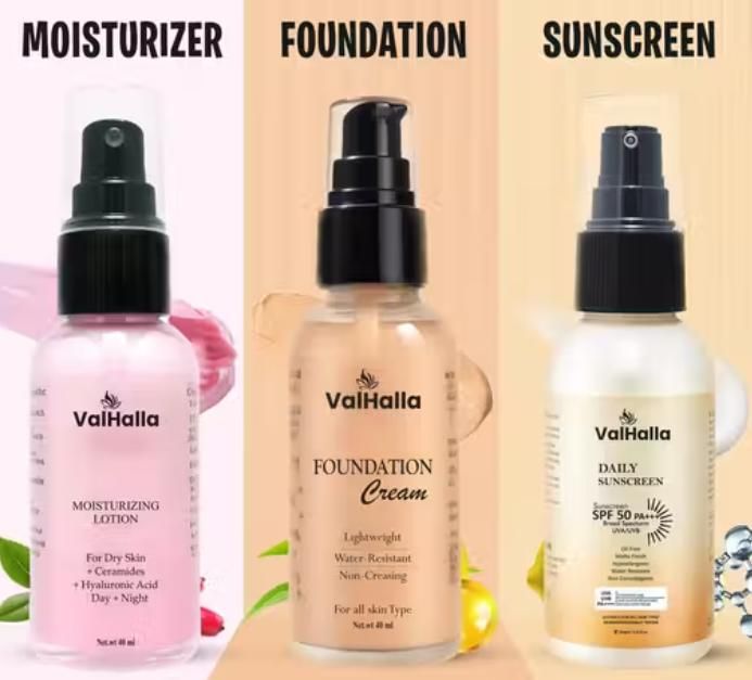 Moisturizer + Foundation Cream + Sunscreen Combo (Pack of 3)