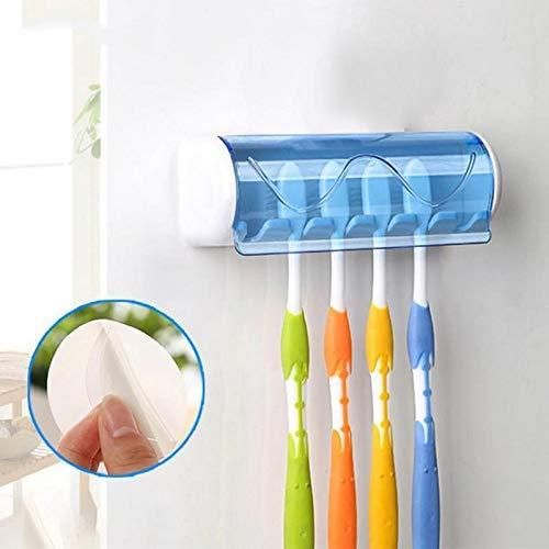 Wall Mounted Toothbrush Holder with Cover – Self Adhesive Bathroom Organizer